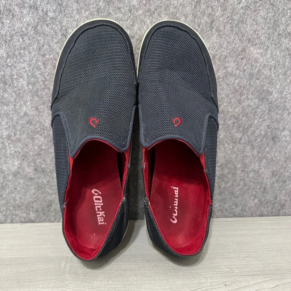 OluKai Nohea Mesh Slip On Shoes Mens 10‎ Black Red Casual Loafers 10188-DG43